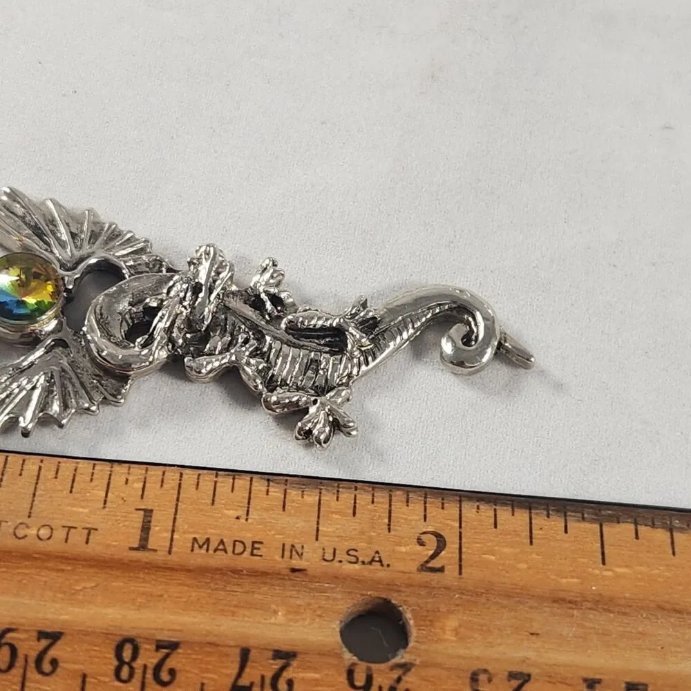1990s Winged Dragon w/ Crystal Pendant Fantasy Gothic 2.25